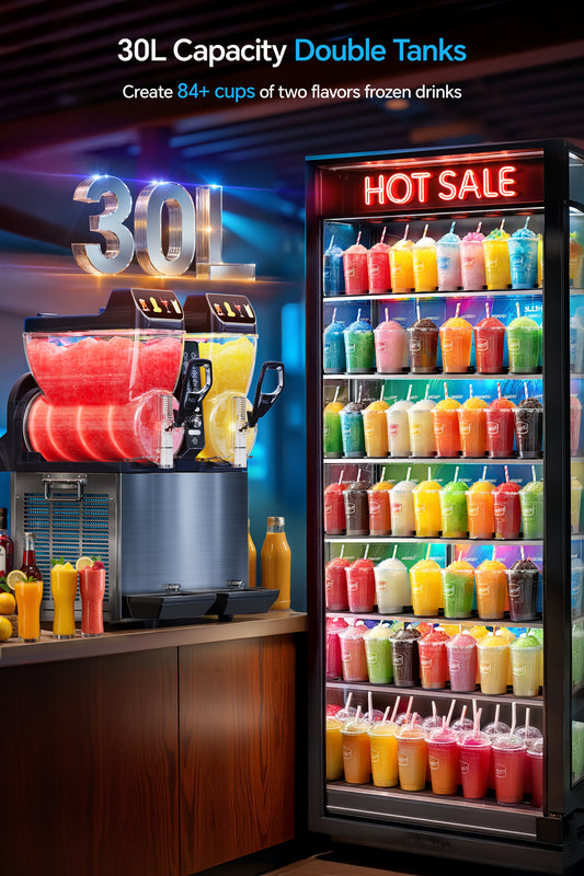 Commercial Slushie Machine, Margarita Daiquiri Wine Frappe Slush Frozen Drink Machine, 30L