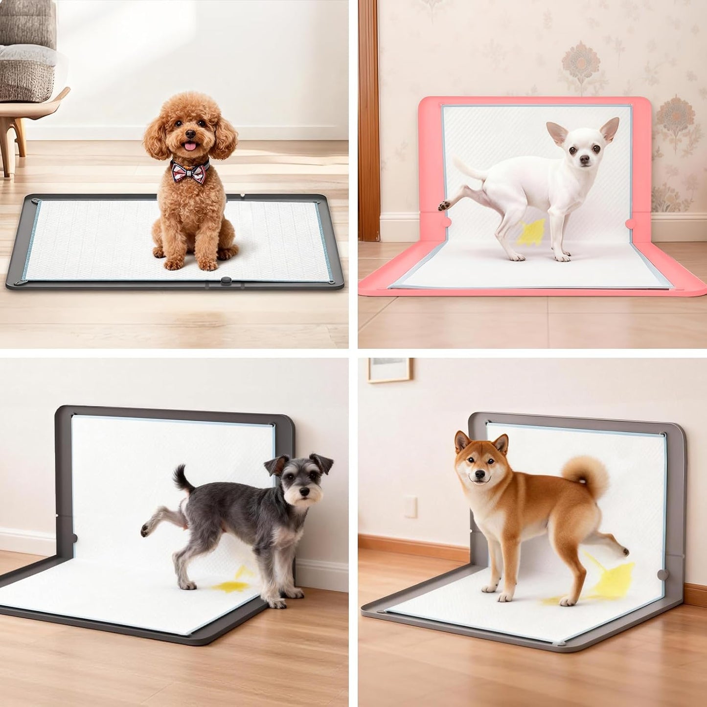 犬 トイレトレー トイレマット シリコンマット L型 折りたたみ 壁付き 4隅固定 トイレトレーニング 滑り止め しつけ用 特大 足上げ ワイドサイズ 洗える 水洗い シリコンペット ポータブル 防漏れ 高縁 厚手滑り止め 室内床保護 約89X65CM