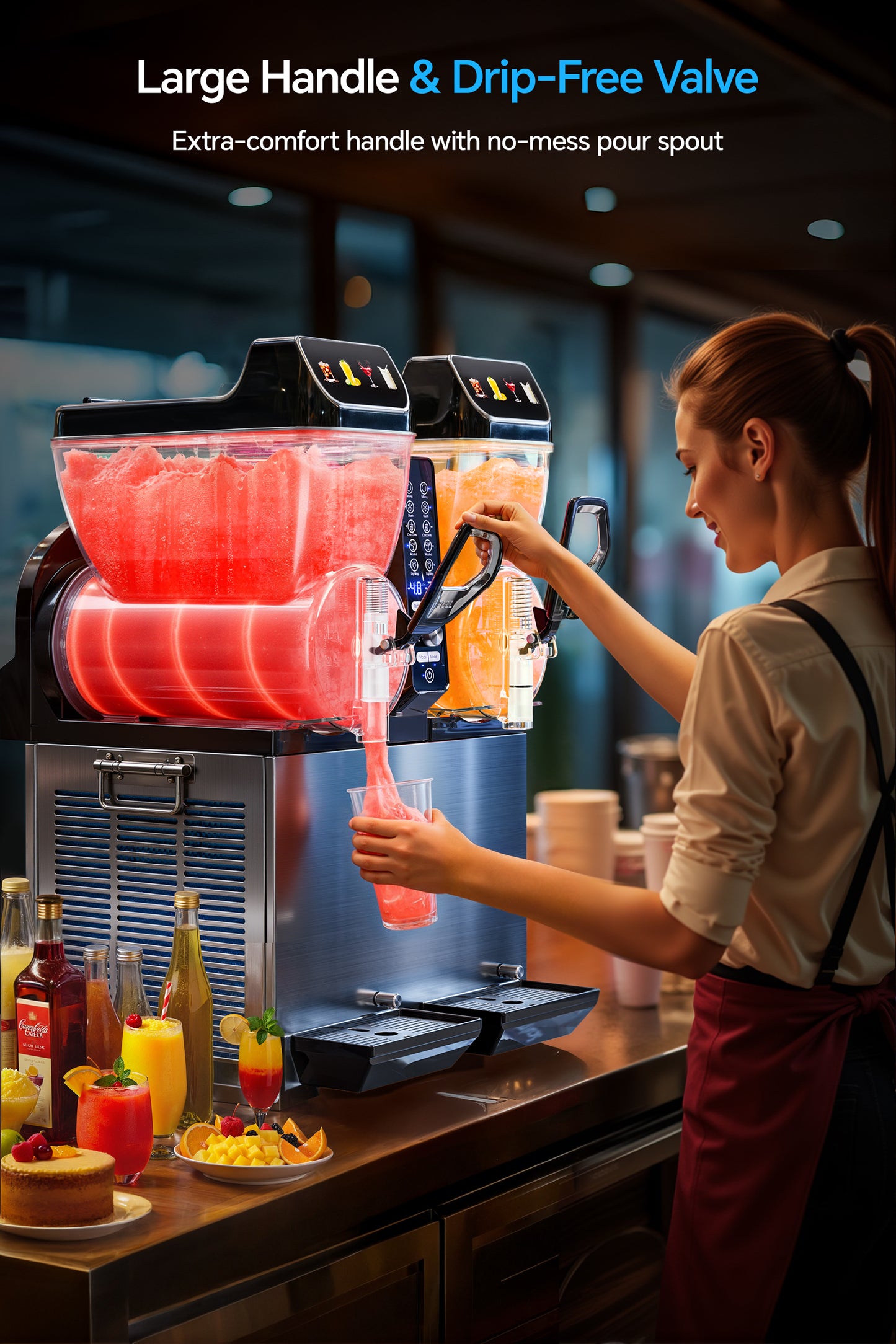 Commercial Slushie Machine, Margarita Daiquiri Wine Frappe Slush Frozen Drink Machine, 30L