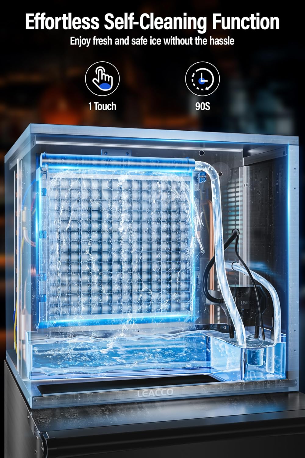 Commercial Ice Maker Machine 680LBS/24H 1200W Industrial Ice Machine Maker, 560LBS Stainless Steel Storage Bin, Air Cooled Modular Ice Cube Machine Commercial Ice Maker(Silver)