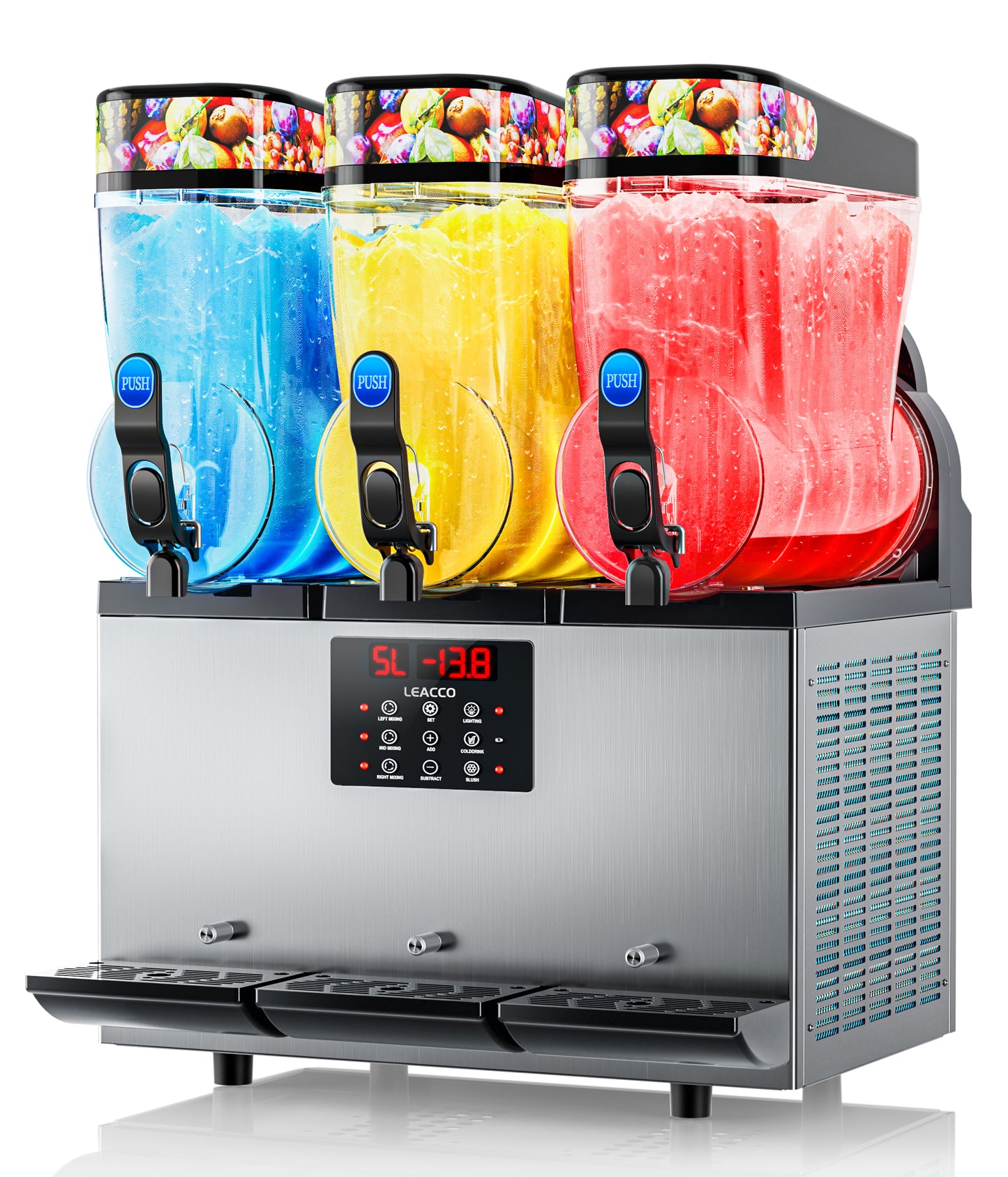 Leacco Commercial Slushie Machine, Frozen Drink Margarita Machine Smoothie Slushy Maker Stainless Steel 110V