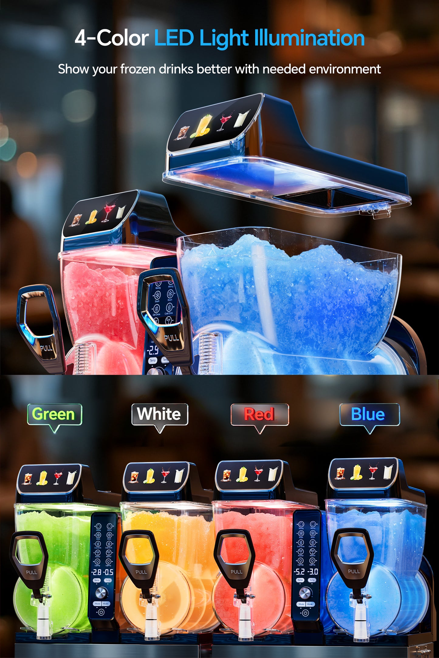 Commercial Slushie Machine, Margarita Daiquiri Wine Frappe Slush Frozen Drink Machine, 30L