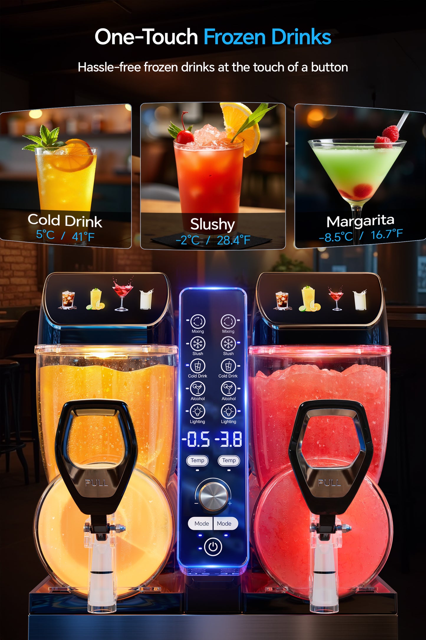 Commercial Slushie Machine, Margarita Daiquiri Wine Frappe Slush Frozen Drink Machine, 30L