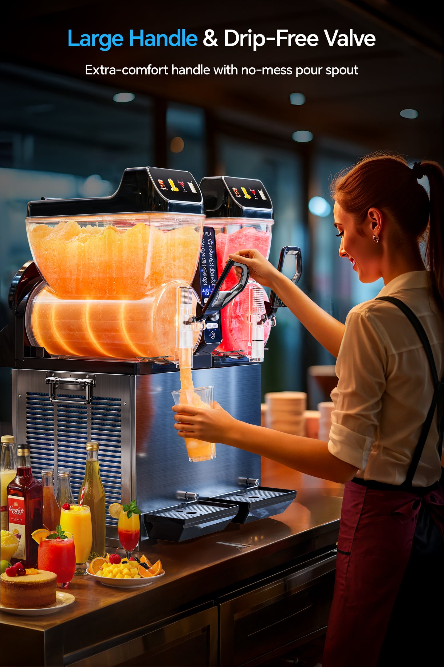 Commercial Slushie Machine, Margarita Daiquiri Wine Frappe Slush Frozen Drink Machine, 30L