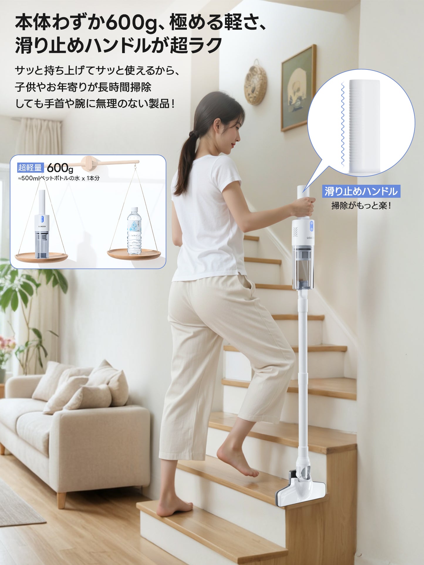 掃除機 コードレス 28000強力吸引 40分間連続稼働 軽量 掃除機 スタンド付 Type-C充電式 ハンディ掃除機 スティッククリーナー LEACCOHOME そうじき 電気掃除機 多種類ノズル 一人暮らし 家庭用 車用